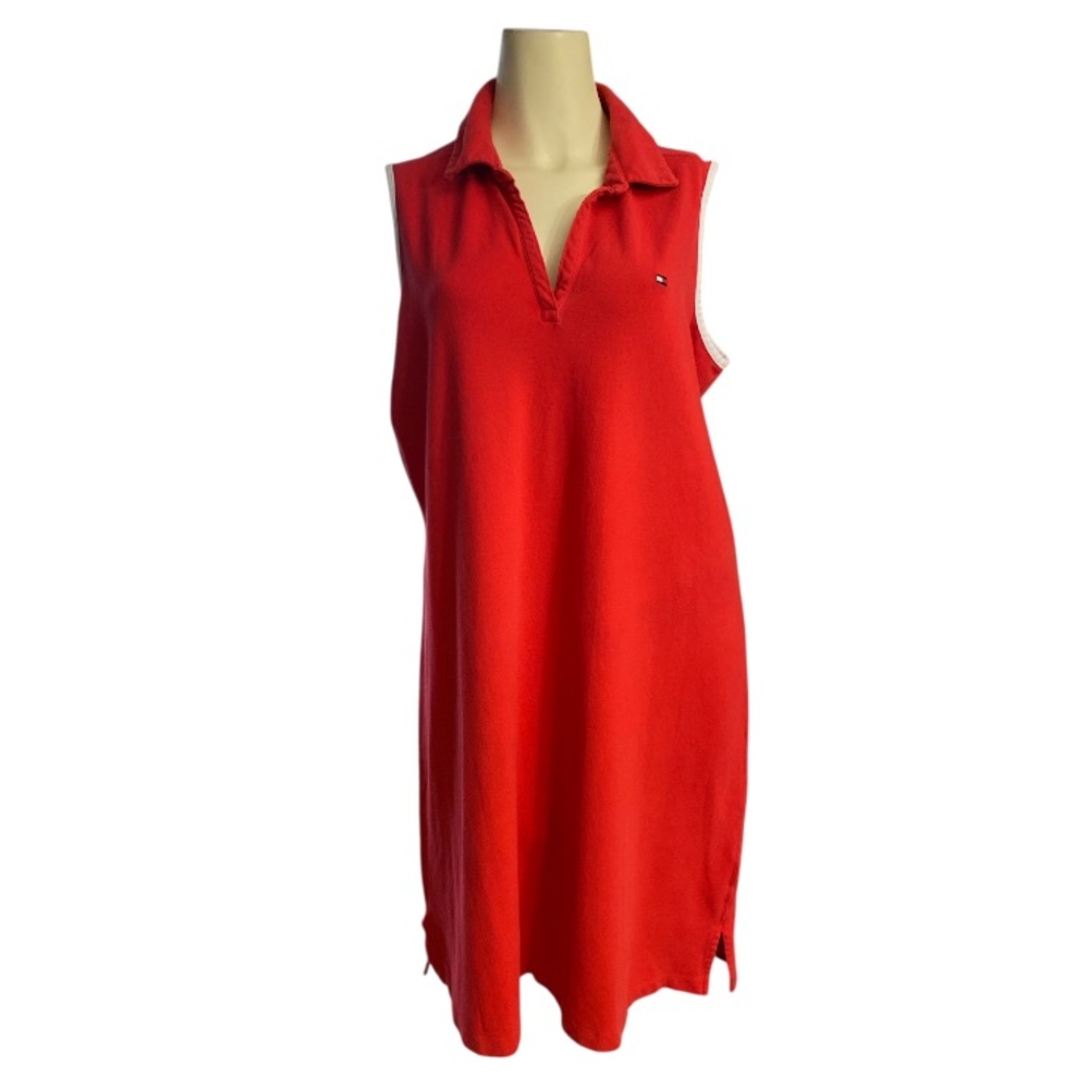 Vintage Tommy Hilfiger Dress 2X Women’s Red Sleeveless Polo Shirt Y2K 2000s